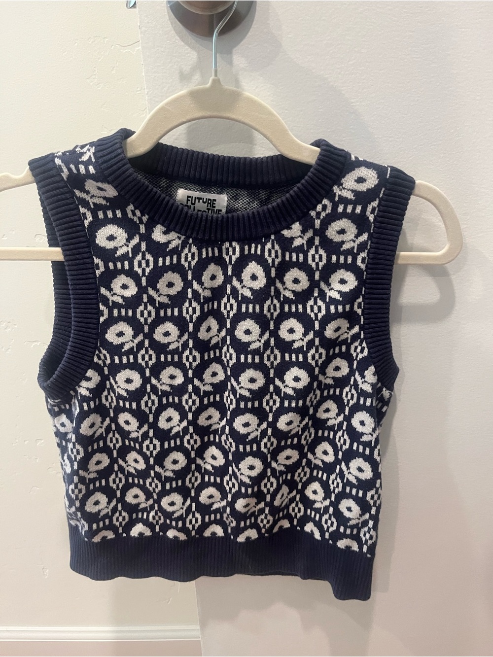 Future State Navy & White Patterned Knit Tank Top